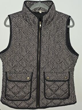 Kenar Black and Cream Quilted Herringbone Vest Sz Large